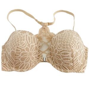 Victoria’s Secret dream angels lined demi lace beige racerback bra size 34DD